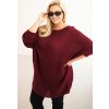 Női bordó kötött, plus size pulóver moher keverék