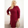Bordó, plus size pulóver midi ruha zsebbel