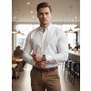 Férfi SLIM FIT ing mintával, fehér (Méret L)