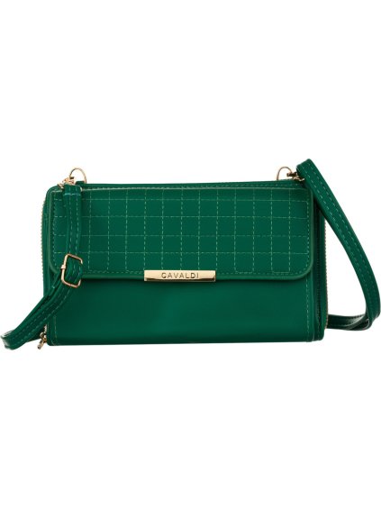 4U Cavaldi Tmavozelená prešívaná veľká peňaženka s odnímateľným popruhom M832
