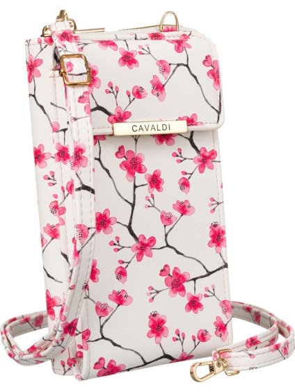 4U Cavaldi Bielo-ružová kvetovaná peňaženka s vreckom na telefón M827