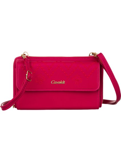 4U Cavaldi tmavoružová peňaženka s popruhom a jemným vzorom M824