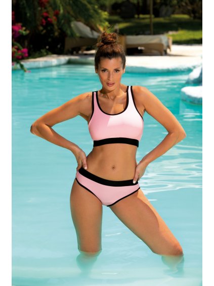 Svetloružové bikiny s pruhom Isuel