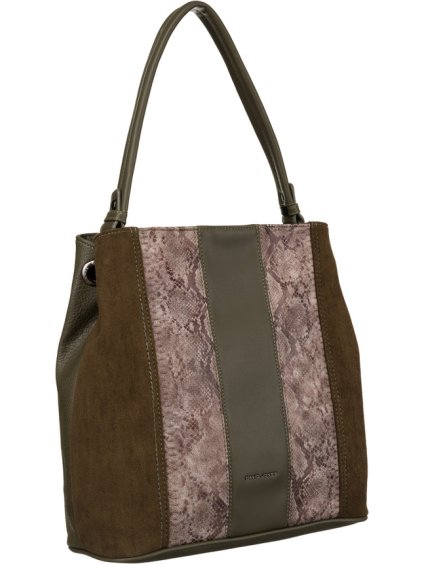 David Jones khaki shopper kabelka s hadím vzorom