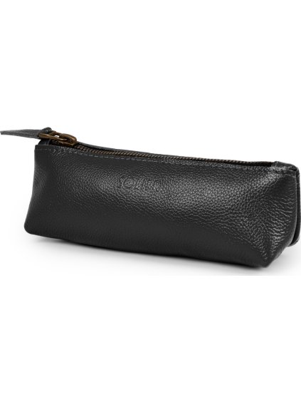 SOLIER Čierne kožené púzdro na perá