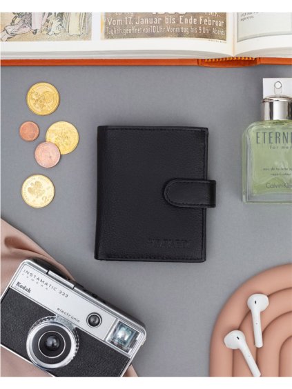 4U Cavaldi čierna kožená pánska peňaženka B049