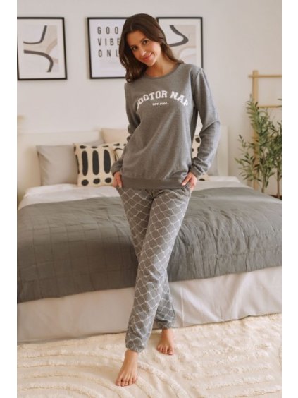 Sivé dámske pyžamo s logom DOCTOR NAP