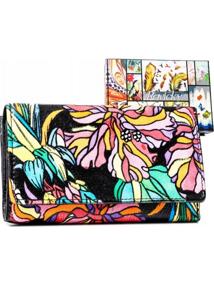 Rovicky čierna dámska peňaženka s farebnými vzormi V360