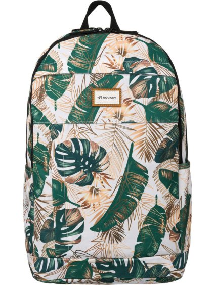 Rovicky biely batoh so zlato-zelenými vzormi