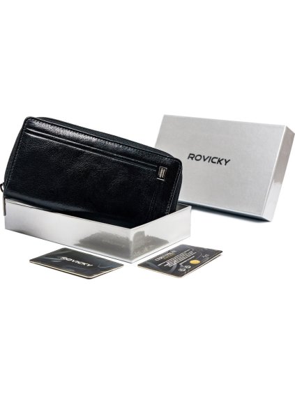 Rovicky čierna veľká kožená peňaženka V351