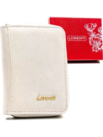 Lorenti svetlozlatá malá kožená peňaženka so zipsom a patentkou S318