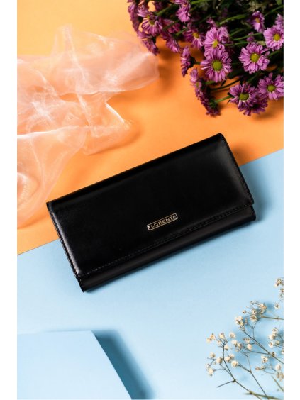 Lorenti čierna peňaženka s hladkou textúrou S315