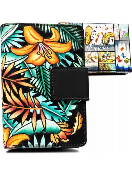 Rovicky malá peňaženka s mintovo-oranžovými vzormi V348