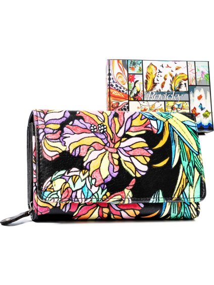 Rovicky stredná kožená peňaženka so vzormi V340