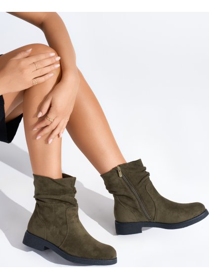 Khaki členkové dámske kovbojky