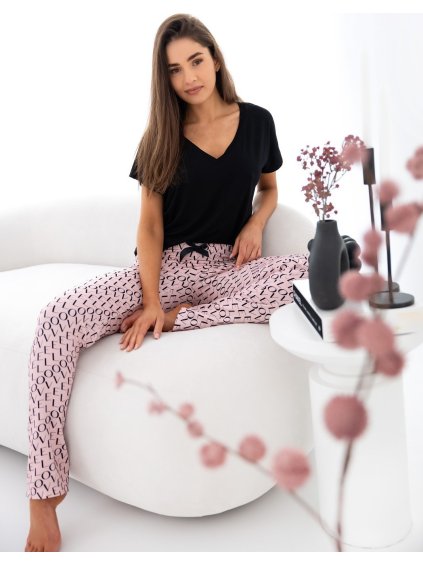 Čierno-ružové dámske pyžamo Sensis Ambar