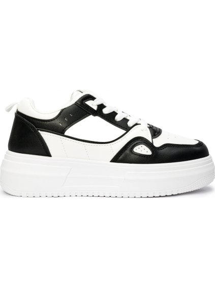 Čierno-biele dámske sneakersy na platforme