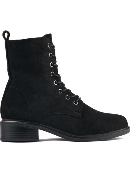 Čierne dámske členkové topánky na šnurovanie