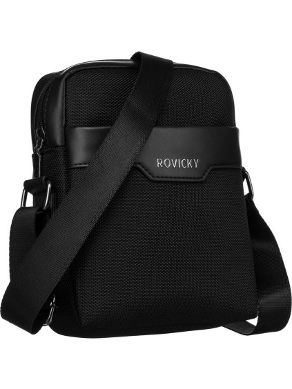 Rovicky čierna pánska taška cez rameno so strieborným kovaním