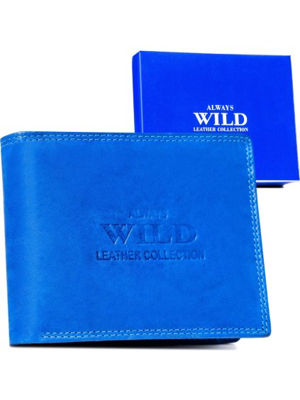Always Wild modrá pánska kožená peňaženka A253