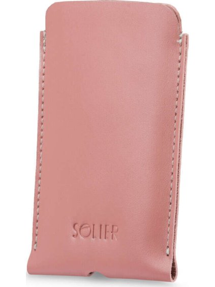 SOLIER Svetloružové kožené púzdro na telefón iPhone 11