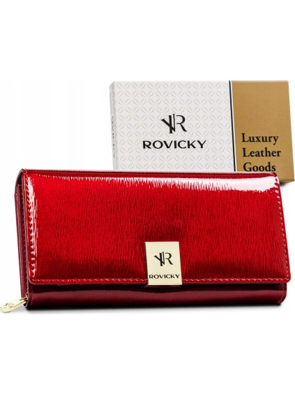 Rovicky Červená lesklá dámska kožená peňaženka V153 (Veľkosť ONE SIZE)