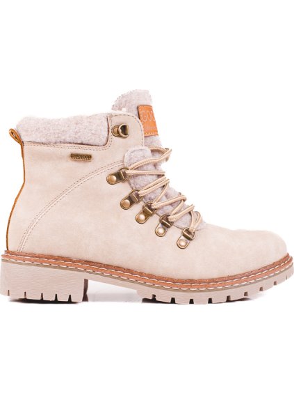 Béžové dámske traperky s kožušinou Shelovet