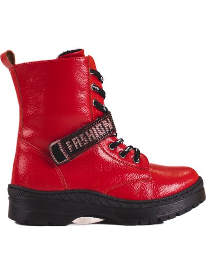 Červené dievčenské členkové topánky