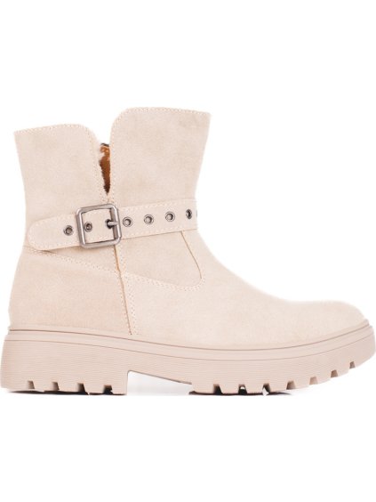 Béžové dámske čižmy s prackou