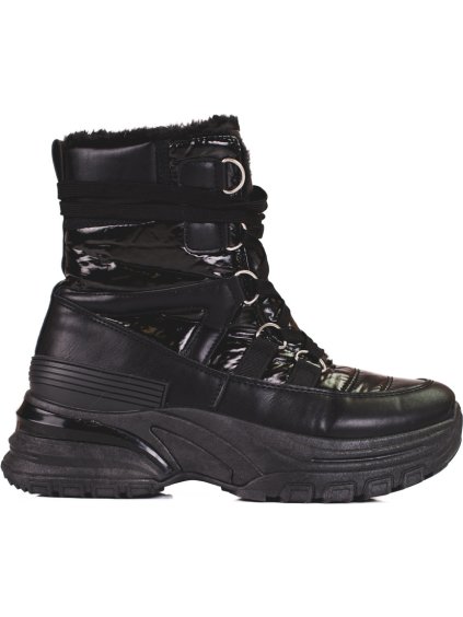 Čierne dámske snehule s kožúškom