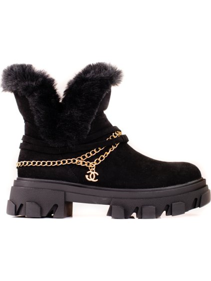 Čierne semišové členkové topánky na platforme