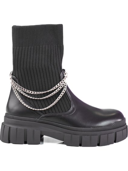 Čierne dámske workery s ponožkovým zvrškom Shelovet