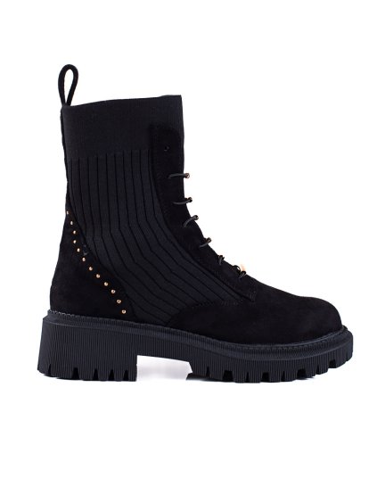 Čierne semišové workery na viazanie