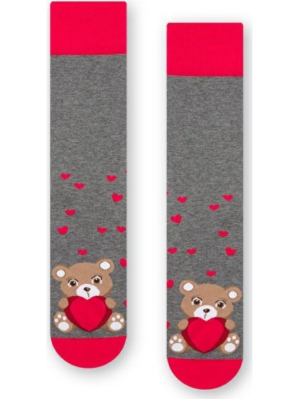 Sivé pánske valentínske ponožky s medvedíkom Art.136