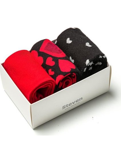Čierno-červená valentínska sada dámskych ponožiek Art.133