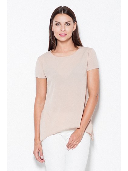 (Veľ. M) Rozšírené béžové tričko VT084 Beige
