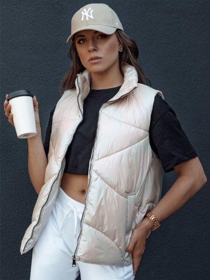 Béžová lesklá vesta HOLO