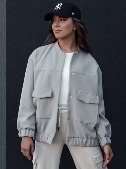 Sivá voľná prechodná bunda QUESI