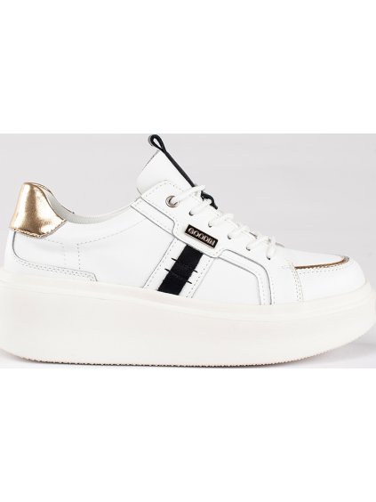 Kožené biele sneakersy na platforme