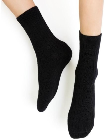 Čierne detské nekompresné merino ponožky Art.130