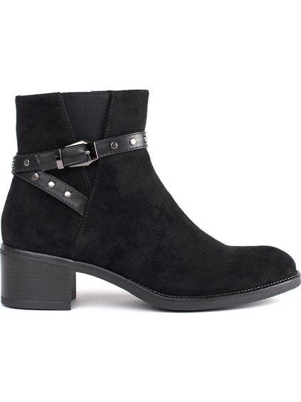 Čierne semišové členkové topánky na nízkom podpätku Sergio Leone