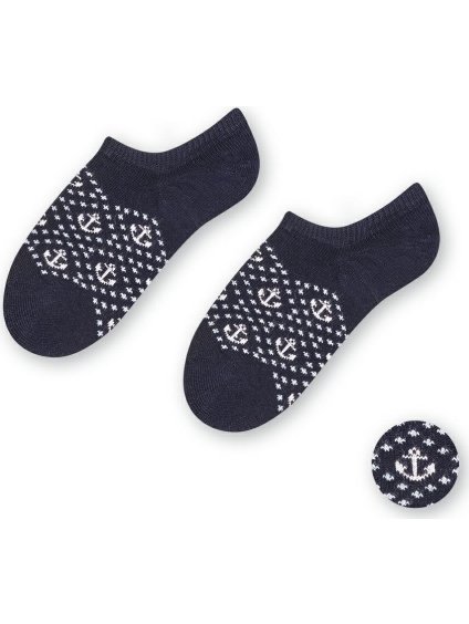 Tmavomodré detské ponožky s kotvičkami Art.152