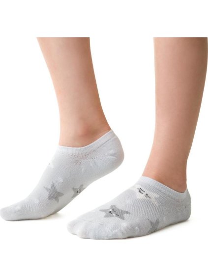 Svetlosivé detské bambusové ponožky s hviezdičkami Art.152