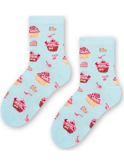 Mintové dievčenské ponožky s tortičkami Art.084