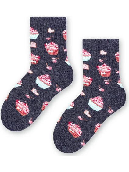 Tmavomodré dievčenské ponožky s tortičkami Art.084