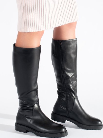 Čierne dámske čižmy s vrásnením Sergio Leone