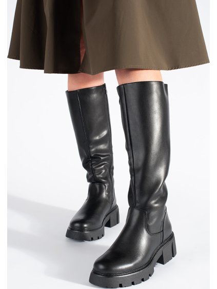 Čierne dámske čižmy oficírky SERGIO LEONE