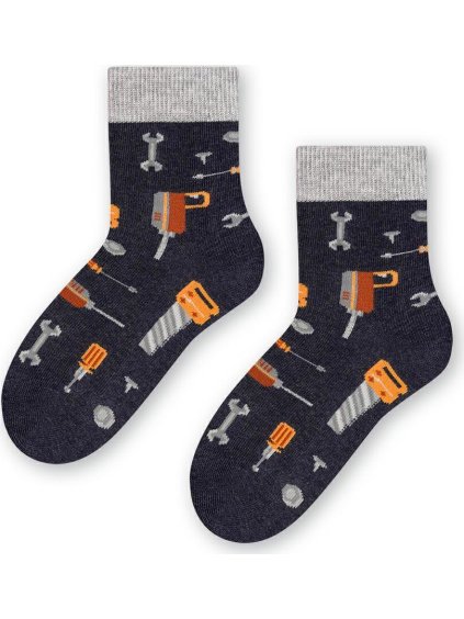 Tmavomodré chlapčenské ponožky s náradím Art.084