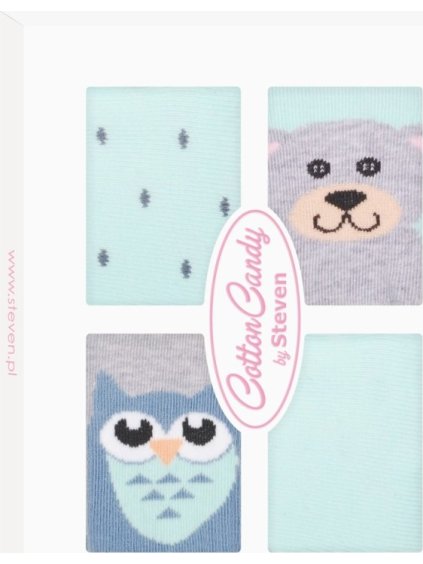 Mintovo-sivý set 4 detských ponožiek v boxe Art.144