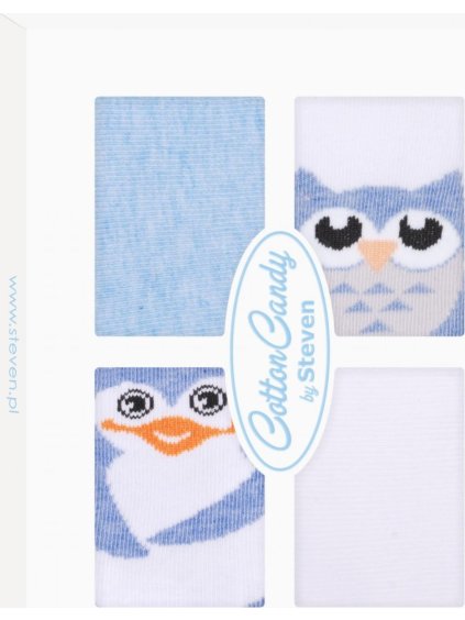 Modro-biela súprava 4 detských ponožiek v boxe Art.144